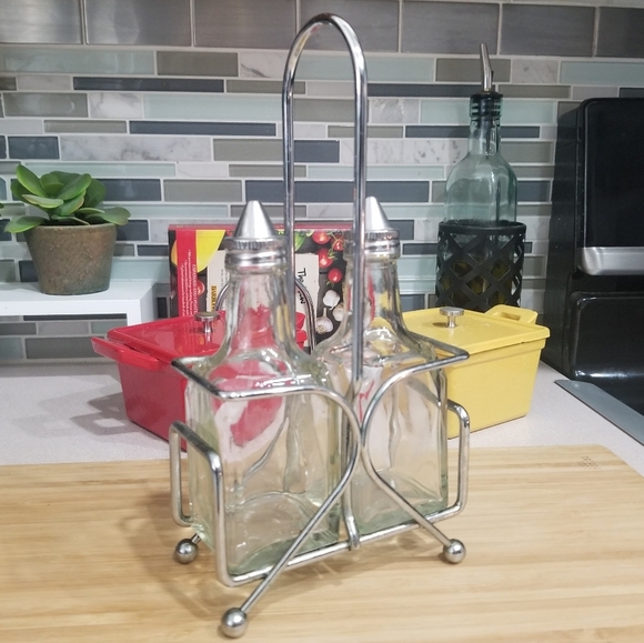 Tablecrafts 6oz Oil Vinegar Serving Set With Chrome Plated Rack - Picture 5 of 5